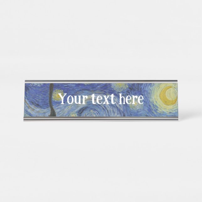 "Starry Night" by Van Gogh Desk Name Plate (Front)
