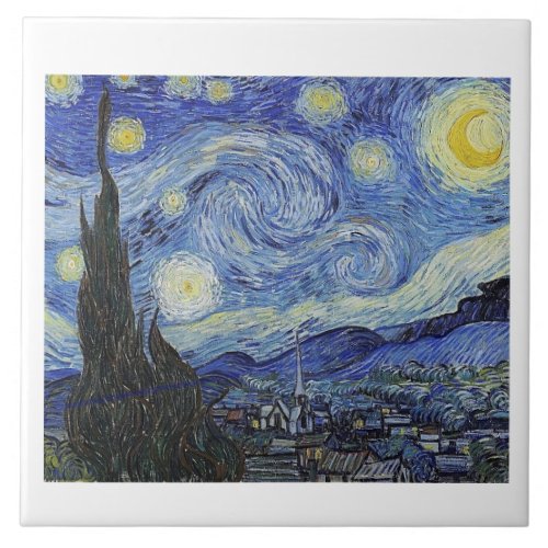 Starry Night by Van Gogh Fine Art Ceramic Tile