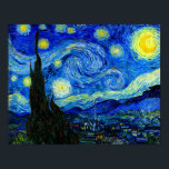 Starry Night by Van Gogh Fine Art Poster Print<br><div class="desc">Vincent van Gogh - Starry Night painted at St Remy,  France in 1889 Fine Art Print. This image has been digitally enhanced to restore the original bold,  bright colors - a perfect gift for any art lover!</div>