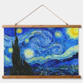 Starry Night By Van Gogh Fine Art Poster Print Hanging Tapestry by GalleryGreats at Zazzle