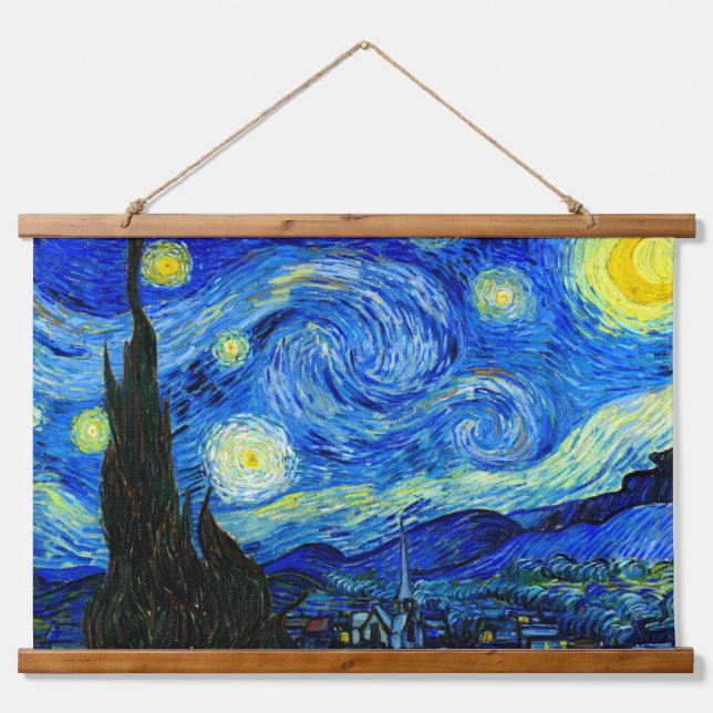 Starry Night by Van Gogh Fine Art Poster Print Hanging Tapestry (Front)