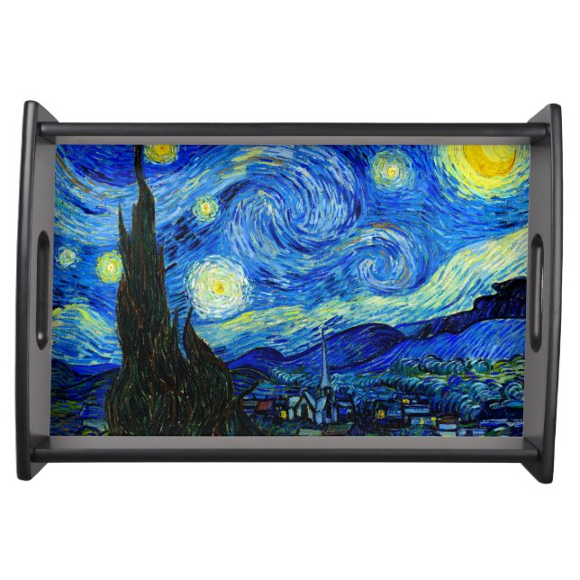 Starry Night by Van Gogh Fine Art Serving Tray (Front)