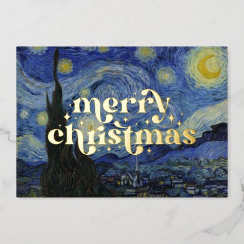 Starry Night by Van Gogh Foil Holiday Card