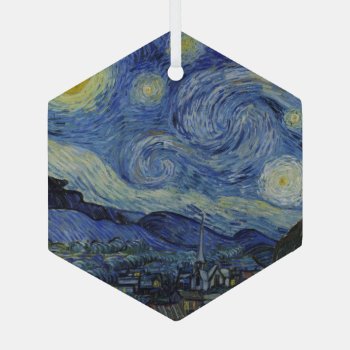 "starry Night" By Van Gogh Glass Ornament by decodesigns at Zazzle