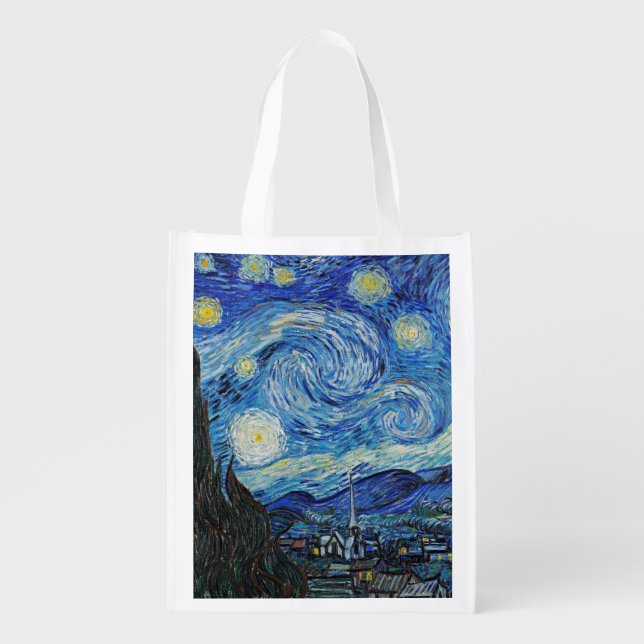 Starry Night by Van Gogh, Grocery Bag (Front)