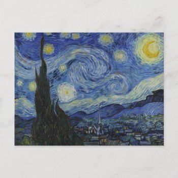 "starry Night" By Van Gogh Invitation Postcard by decodesigns at Zazzle