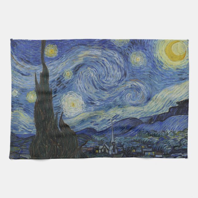 "Starry Night" by Van Gogh Kitchen Towel (Horizontal)