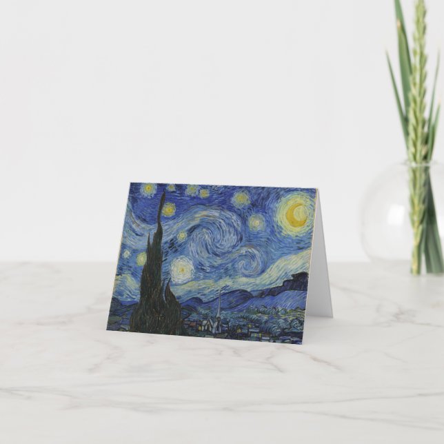 "Starry Night" by Van Gogh Letterpress Thank You Card (Front)