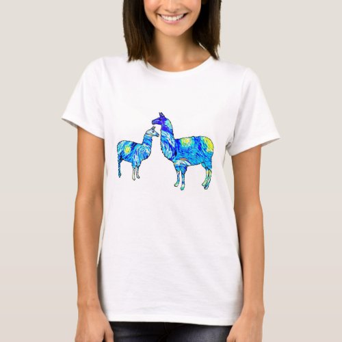 Starry Night by Van Gogh Llama Shirt