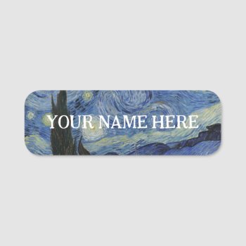 "starry Night" By Van Gogh Name Tag by decodesigns at Zazzle