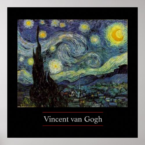 Starry Night by van Gogh Post_Impressionist Poster