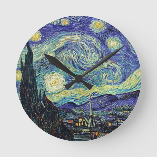 Starry Night by van Gogh Round Clock (Front)
