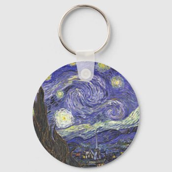 Starry Night By Van Gogh Round Keychain by dbvisualarts at Zazzle