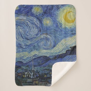 "starry Night" By Van Gogh Sherpa Blanket by decodesigns at Zazzle