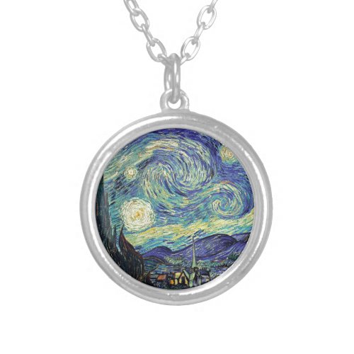 Starry Night by van Gogh Silver Plated Necklace