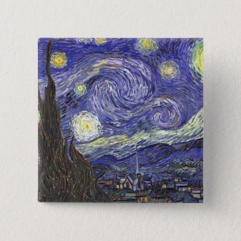 Starry Night By Van Gogh Square Button by dbvisualarts at Zazzle