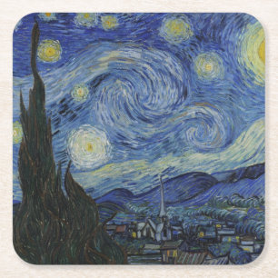 "Starry Night" by Van Gogh Square Paper Coaster
