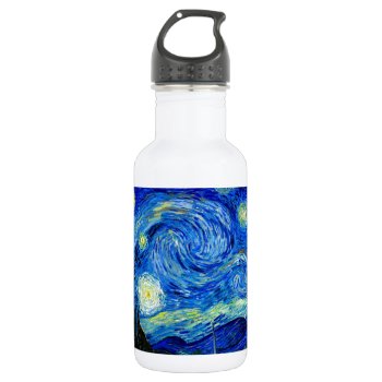 Starry Night By Van Gogh Stainless Steel Water Bottle by GalleryGreats at Zazzle