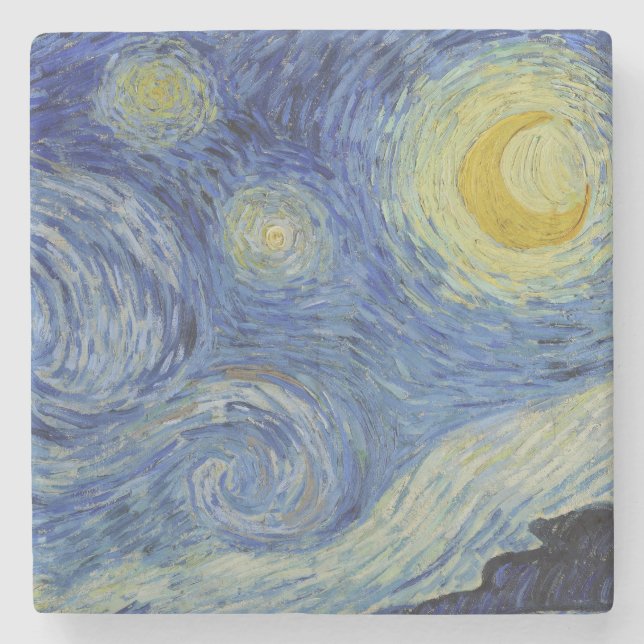 "Starry Night" by Van Gogh Stone Coaster (Front)