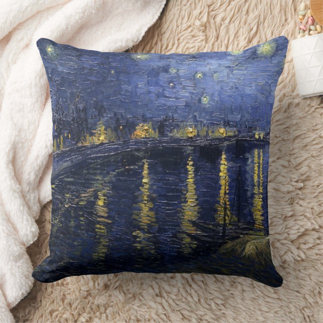 Starry Night by van Gogh Throw Pillow (Blanket)