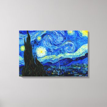 Starry Night By Van Gogh Triple Panel Canvas Print by GalleryGreats at Zazzle