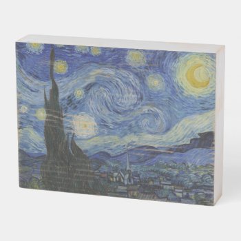 "starry Night" By Van Gogh Wooden Box Sign by decodesigns at Zazzle