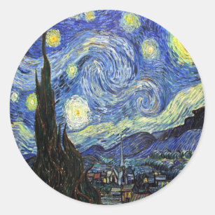 Starry Night By Vincent Van Gogh 1889 Classic Round Sticker