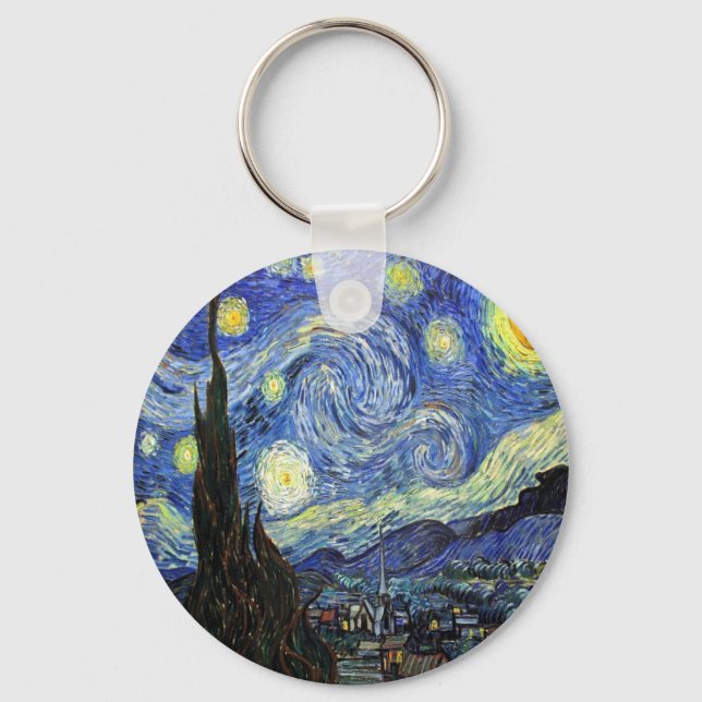 Starry Night By Vincent Van Gogh 1889 Keychain (Front)