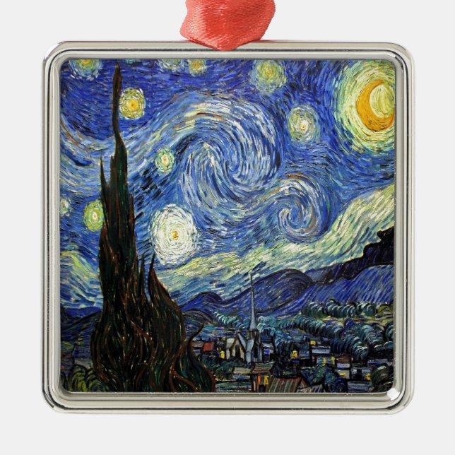 Starry Night By Vincent Van Gogh 1889 Metal Ornament (Front)