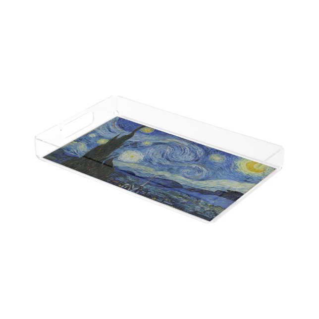 Starry Night by Vincent Van Gogh Acrylic Tray (Angled)