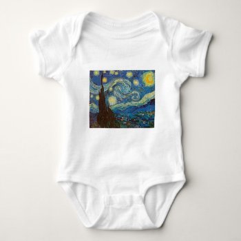 Starry Night By Vincent Van Gogh Baby Bodysuit by FaerieRita at Zazzle