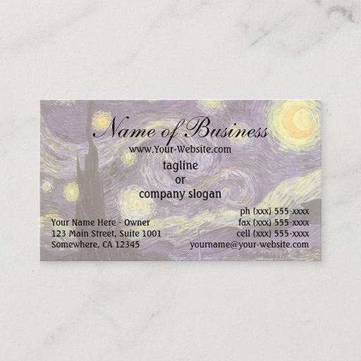 Customizable Starry Night by Vincent van Gogh Business Card Templates