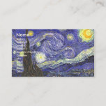 Starry Night by Vincent van Gogh Business Card<br><div class="desc">Starry Night by Vincent van Gogh is a vintage fine art post impressionism landscape cityscape painting featuring a view of Saint Remy, France from van Gogh's asylum. The night sky is swirling with clouds with a bright crescent moon and shining stars over the quaint village. Starry Night is probably van...</div>