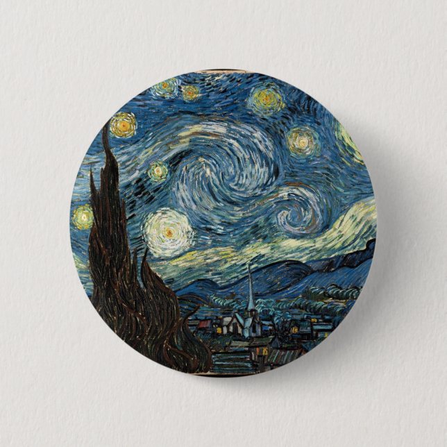 Starry Night by Vincent Van Gogh Button (Front)