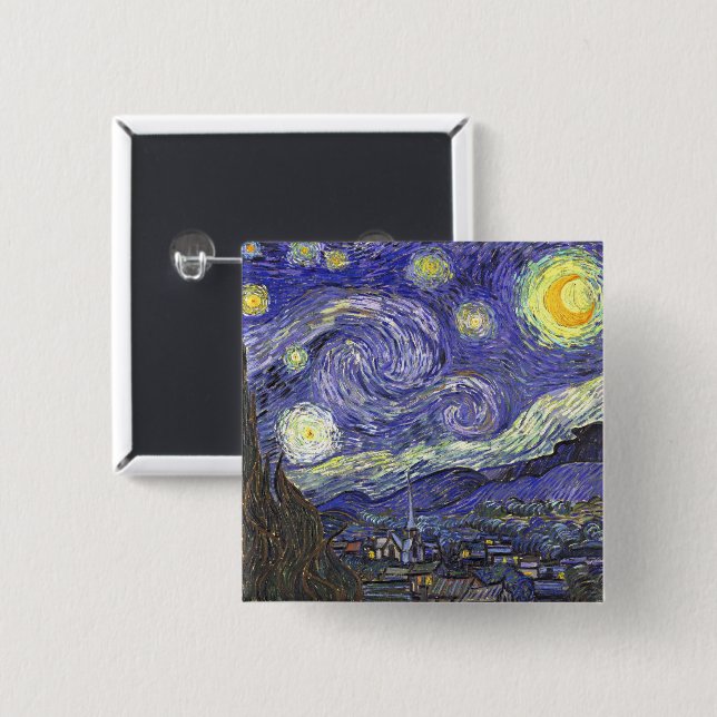 Starry Night by Vincent van Gogh Button (Front & Back)