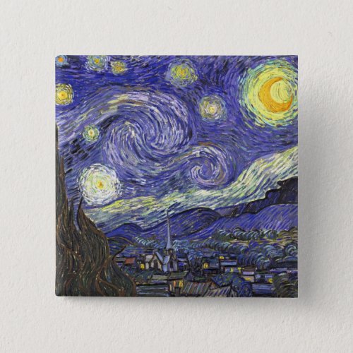 Starry Night by Vincent van Gogh Button