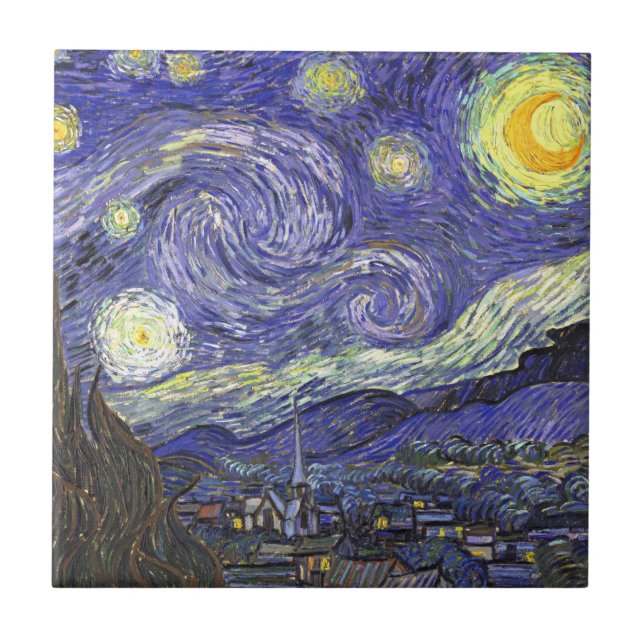 Starry Night by Vincent van Gogh Ceramic Tile (Front)