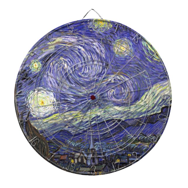 Starry Night by Vincent van Gogh Dart Board (Front)