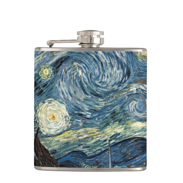 Starry Night by Vincent van Gogh. Famous art Flask (Front)