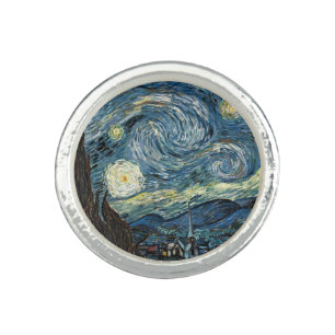 Starry Night by Vincent van Gogh. Famous art Ring