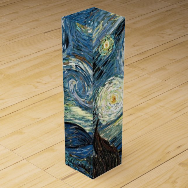 Starry Night by Vincent van Gogh. Famous art Wine Box (Back)