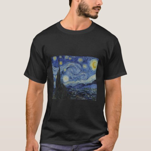 Starry Night By Vincent Van Gogh Famous Painting T_Shirt