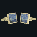 Starry Night by Vincent Van Gogh Gold Cufflinks<br><div class="desc">One of the most famous paintings by Vincent Van Gogh. Starry Night is a beautiful blue oil on canvas painting by Van Gogh and this is the highest available quality on Zazzle so you can expect top quality printing results. Available on many diffrent gifts, electronic cases, prints and more! Just...</div>