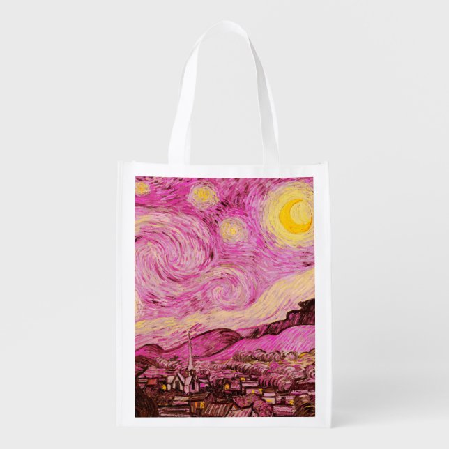 Starry Night by Vincent Van Gogh Grocery Bag (Front)