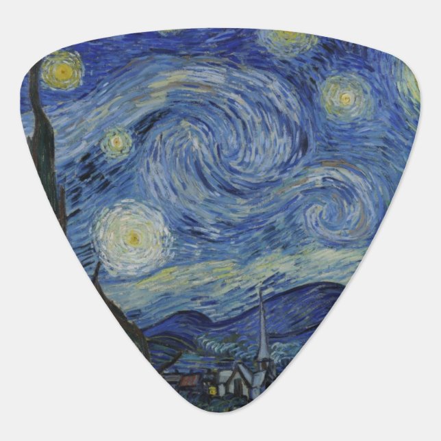 Starry Night by Vincent Van Gogh Guitar Pick (Front)