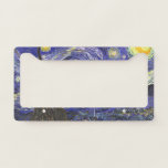 Starry Night by Vincent van Gogh License Plate Frame<br><div class="desc">Starry Night by Vincent van Gogh is a vintage fine art post impressionism landscape cityscape painting featuring a view of Saint Remy, France from van Gogh's asylum. The night sky is swirling with clouds with a bright crescent moon and shining stars over the quaint village. Starry Night is probably van...</div>