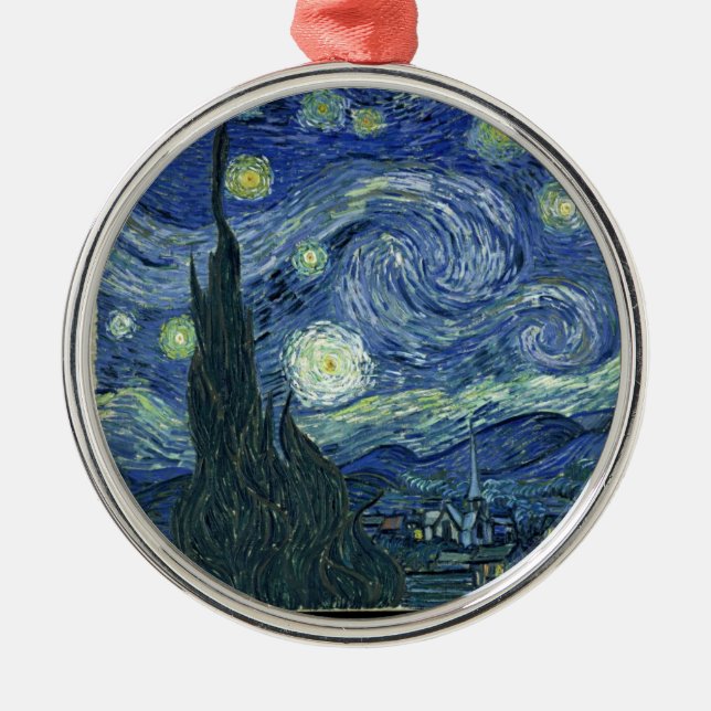 Starry night by Vincent Van Gogh Metal Ornament (Front)