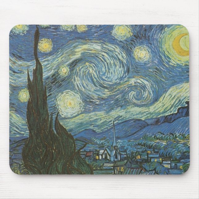 Starry Night by Vincent Van Gogh Mouse Pad (Front)