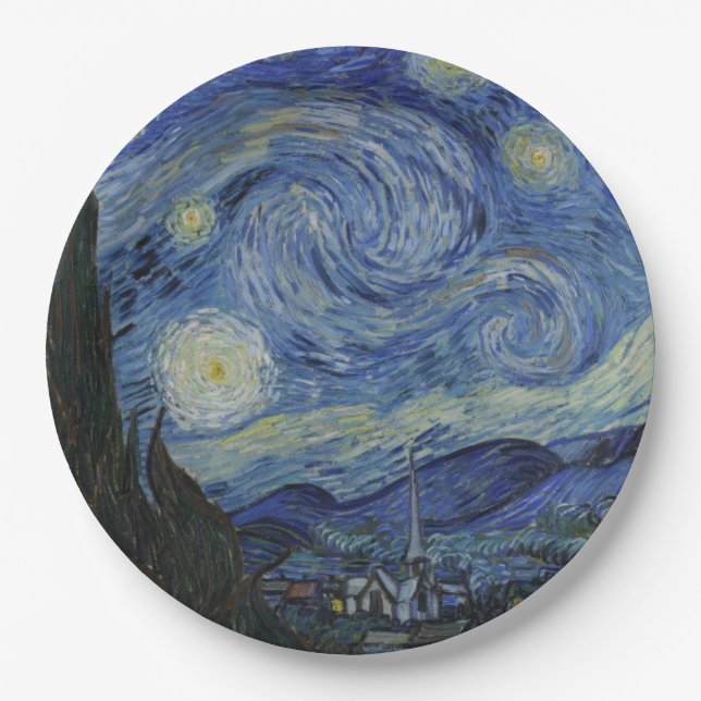 Starry Night by Vincent Van Gogh Paper Plates (Front)