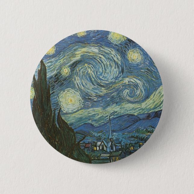 Starry Night by Vincent Van Gogh Pinback Button (Front)